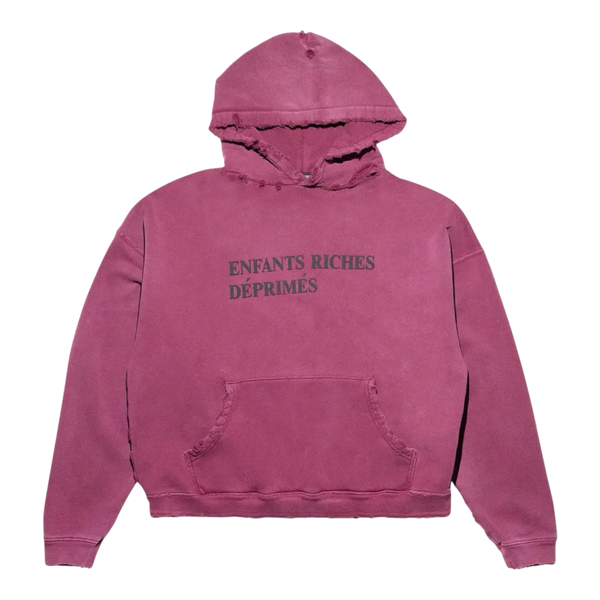 Enfants Riches Déprimés Thrashed Logo Hoodie Worn Burgundy/Black