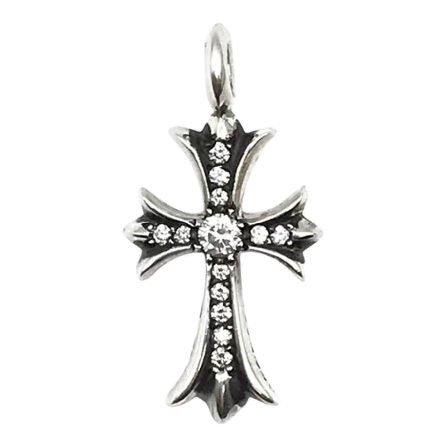 Chrome Hearts Tiny Fat Cross Pave Diamond Pendant
