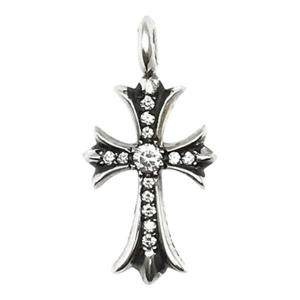Chrome Hearts Tiny Fat Cross Pave Diamond Pendant