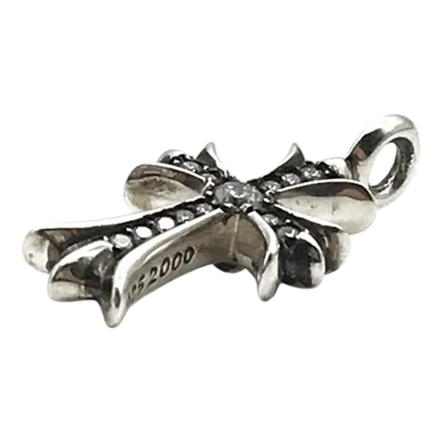 Chrome Hearts Tiny Fat Cross Pave Diamond Pendant