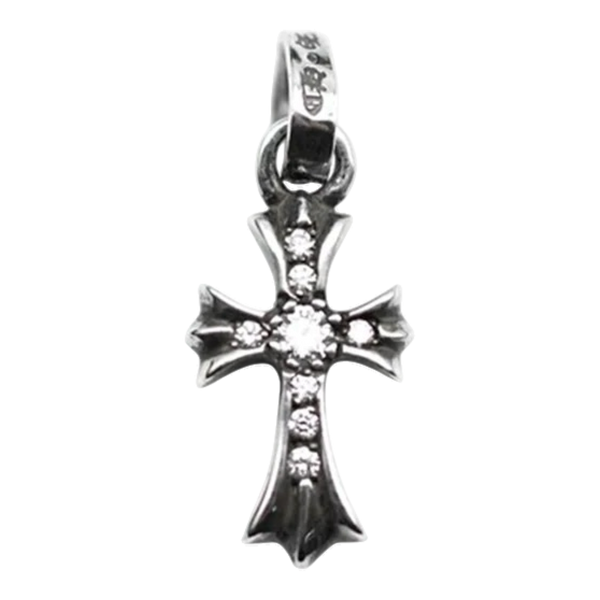 Chrome Hearts Baby Fat Cross Pave Diamond Charm Pendant