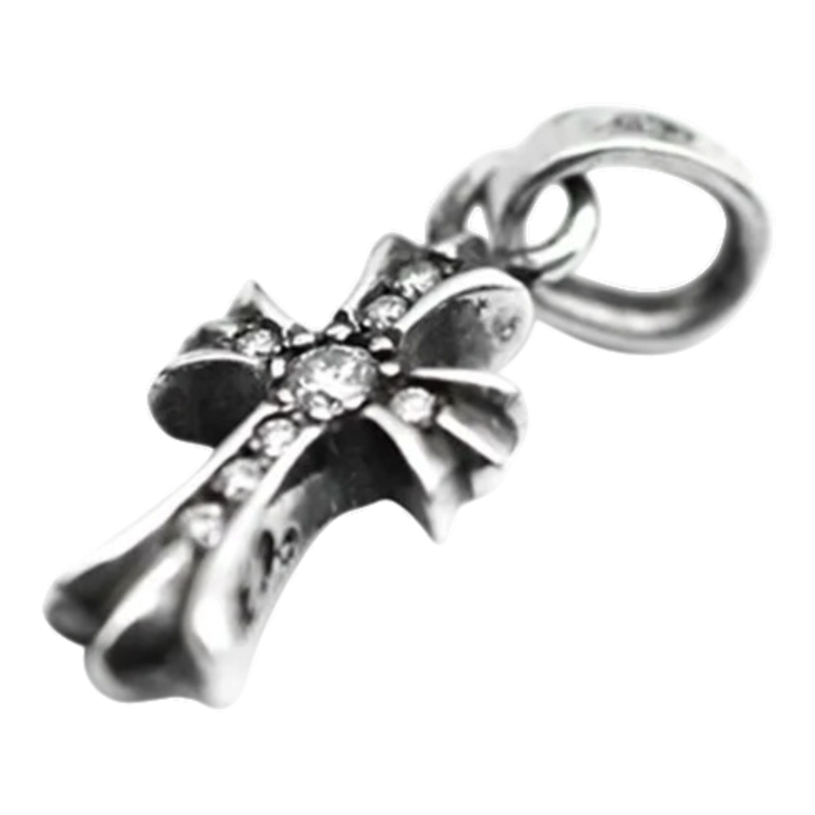 Chrome Hearts Baby Fat Cross Pave Diamond Charm Pendant