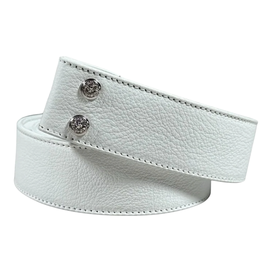 Chrome Hearts White Leather Belt Strap - Size 36