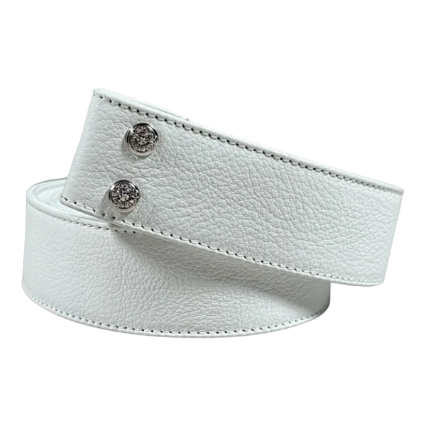 Chrome Hearts White Leather Belt Strap - Size 36